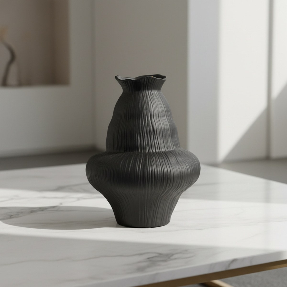 Sansa Truffle Decorative Ceramic Textured Vase - 19x19x24.3 cm