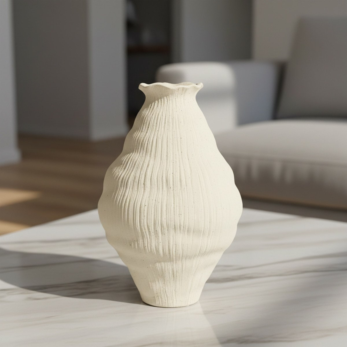 Sansa Truffle Decorative Ceramic Textured Vase - 22x22x33.5 cm