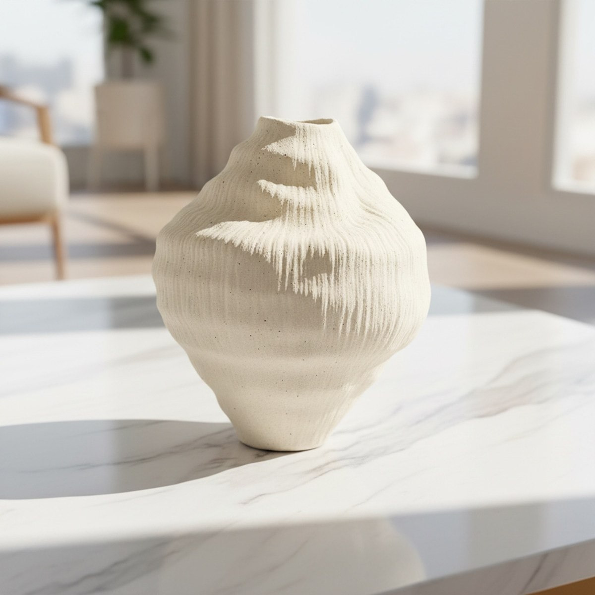 Sansa Truffle Decorative Ceramic Textured Vase - 20x20x22.5 cm