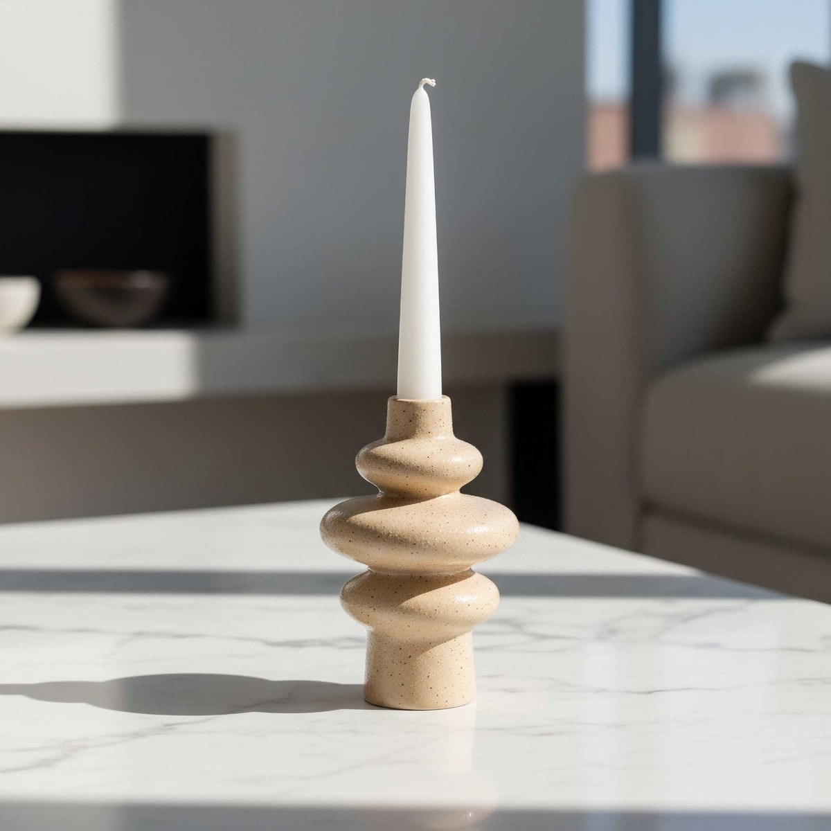 Sansa-Stacy Ceramic Reactive Glaze Taper Decorative Candleholder - 13.3x13.3x21 cm