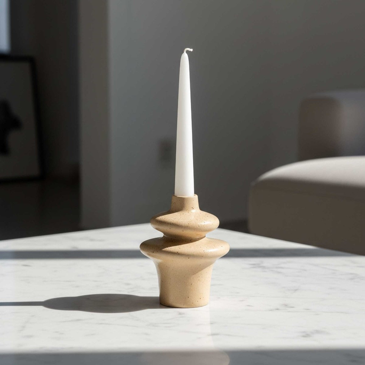 Sansa Stacy Decorative Ceramic Reactive Glaze Taper Candleholder - 14x14x18 cm