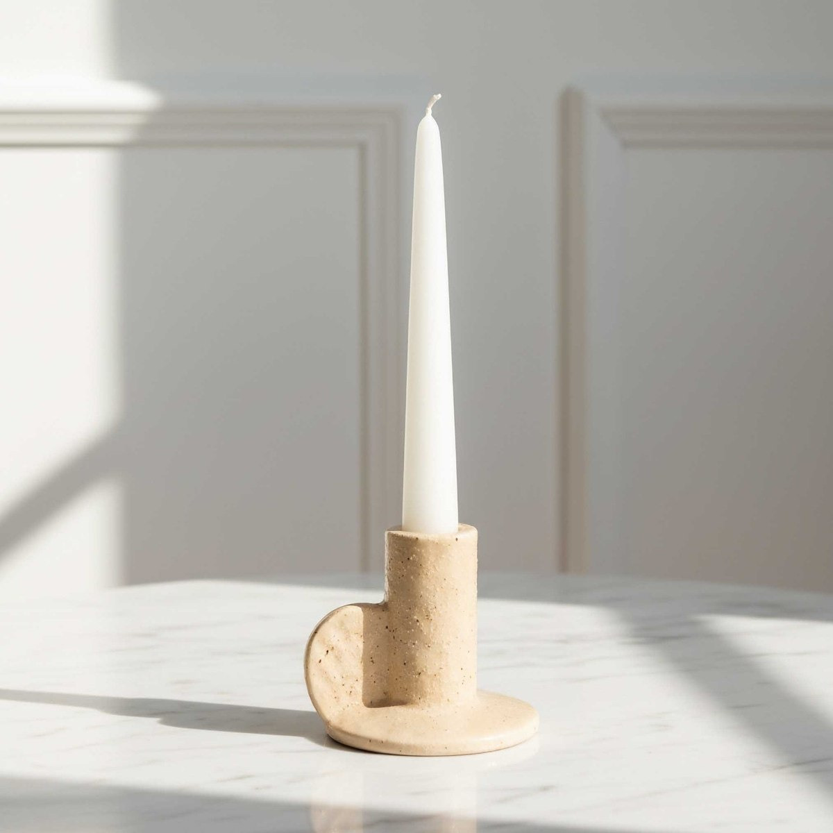 Sansa Stacy Decorative Ceramic Reactive Glaze Taper Candleholder - 9x7.5x6 cm