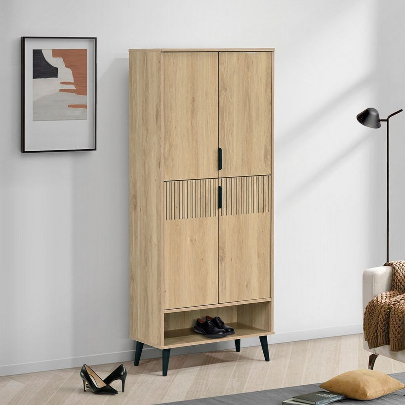 Movo Lasero 27-Pair Tall Shoe Cabinet with 4 Doors and Open Shelf - Image 3