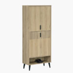 Movo Lasero 27-Pair Tall Shoe Cabinet with 4 Doors and Open Shelf