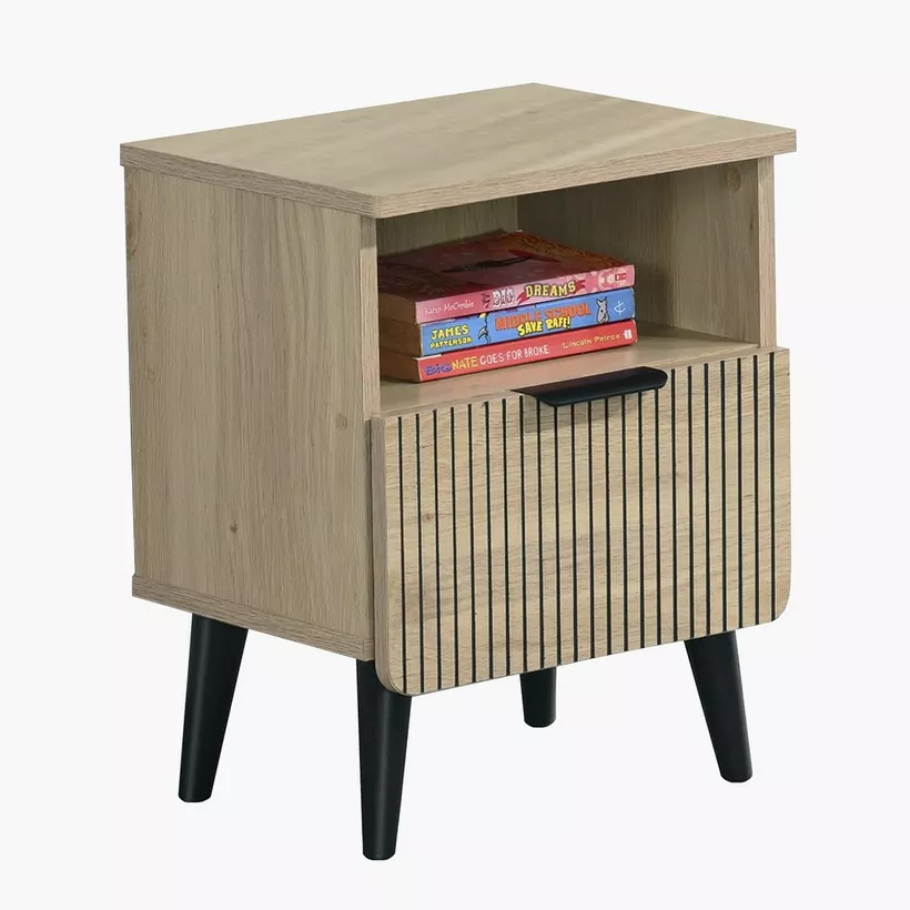 Movo Lasero 1-Drawer Nightstand with Open Shelf Storage - Image 3