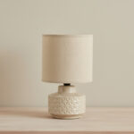 Gleton Glazed Ceramic Table Lamp with Linen Shade - 18x18x30 cm