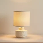 Gleton Glazed Ceramic Table Lamp with Linen Shade - 18x18x30 cm