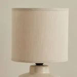 Gleton Glazed Ceramic Table Lamp with Linen Shade - 18x18x30 cm