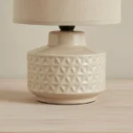 Gleton Glazed Ceramic Table Lamp with Linen Shade - 18x18x30 cm