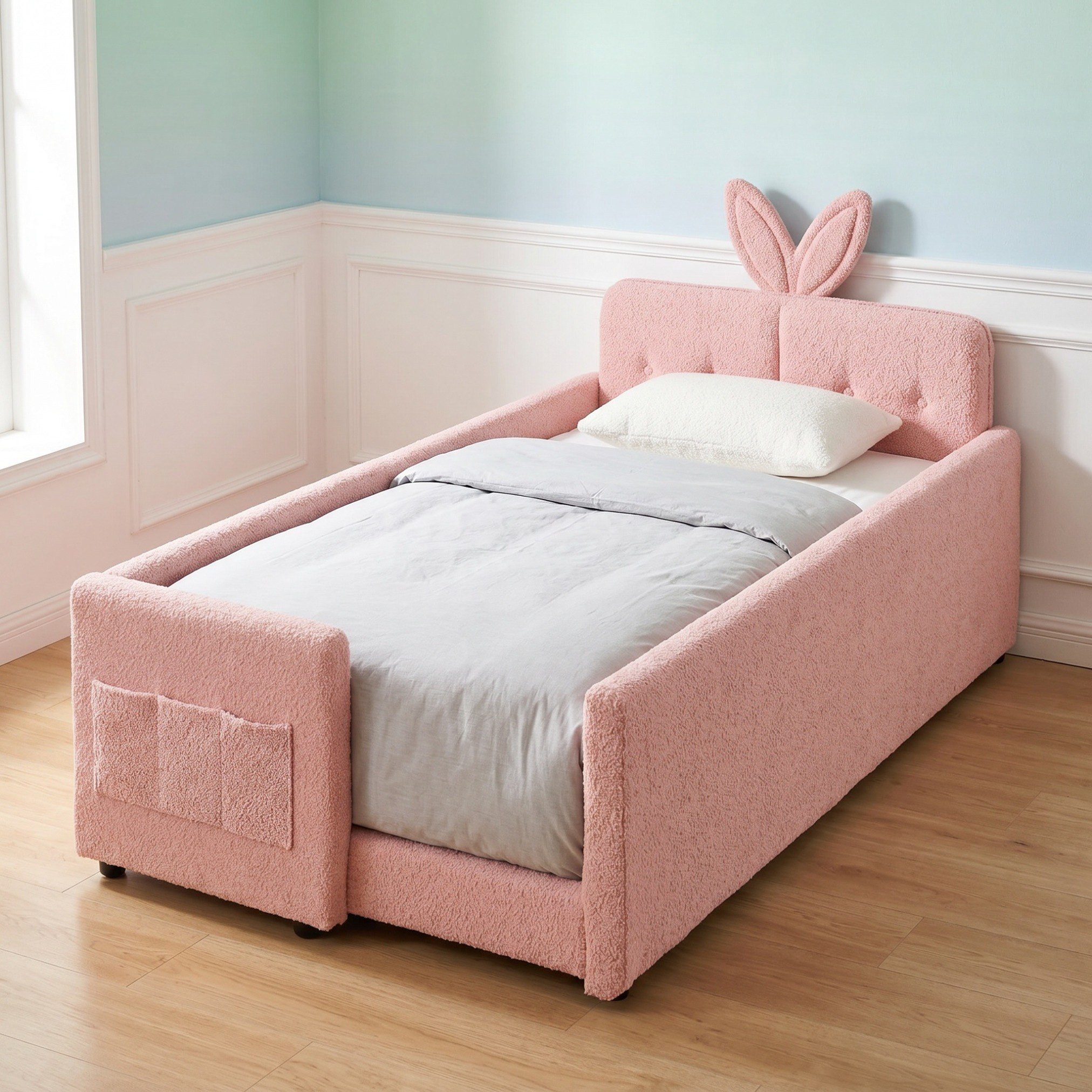 Ivory Petal Single Upholstered Bed - 90x190 cm