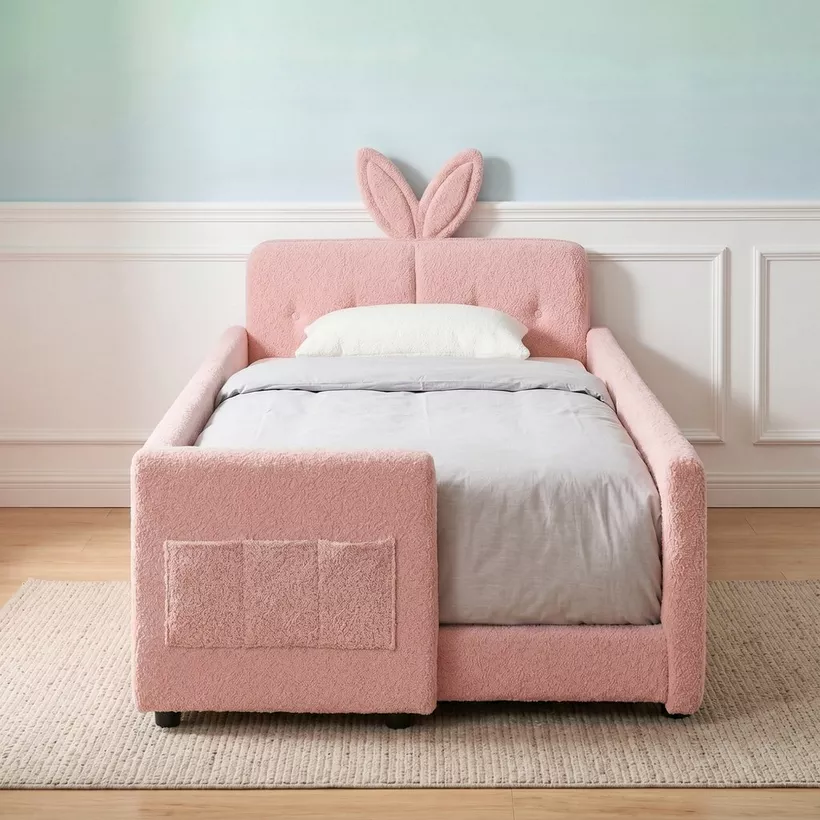 Ivory Petal Single Upholstered Bed - 90x190 cm - Image 3
