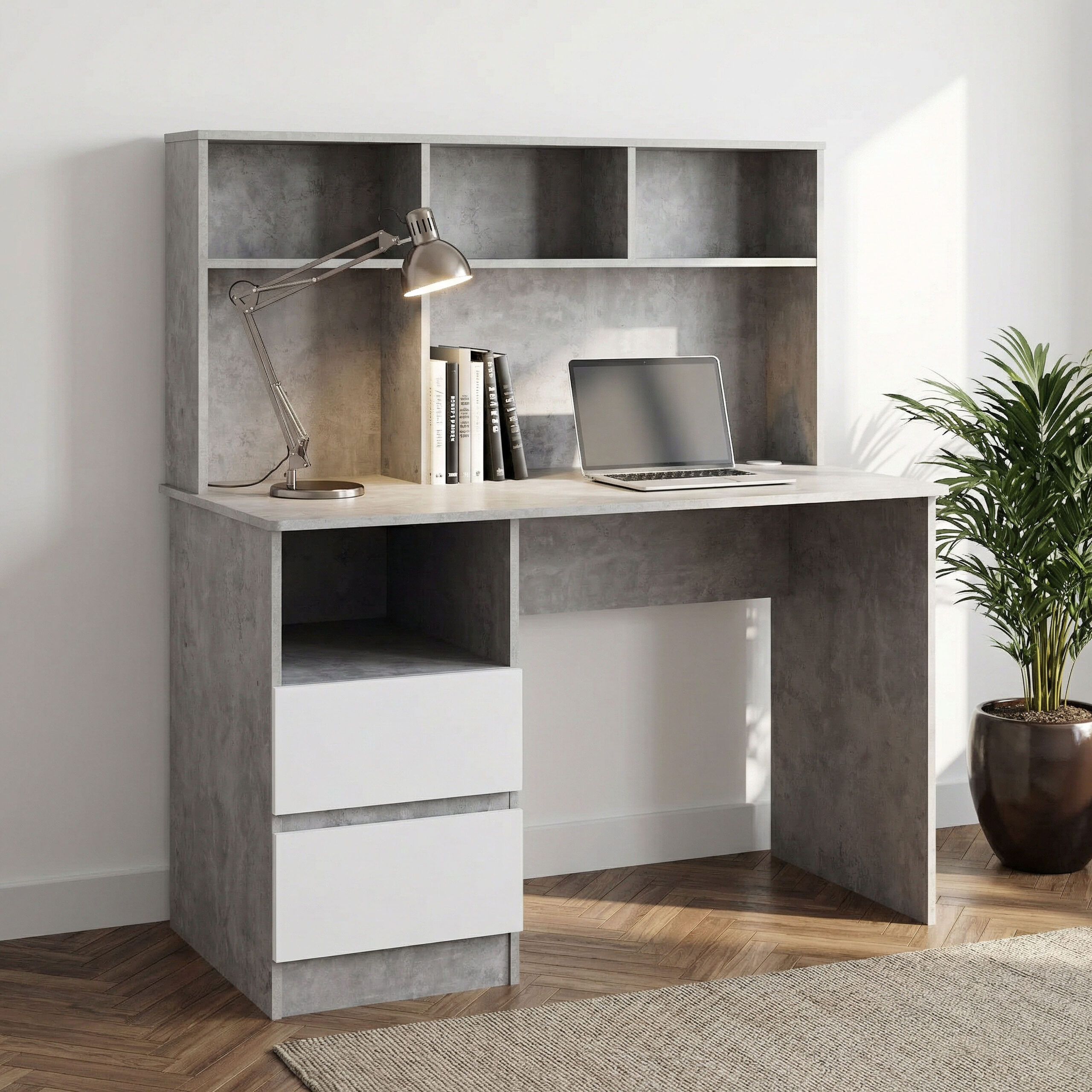 Alford Patara Nxt 2-Drawer Study Desk with Hutch