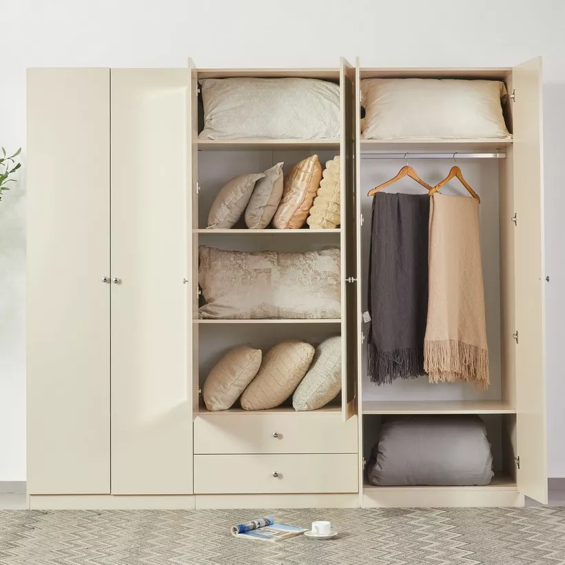 Andrea 6-Door Wardrobe with 2 Drawers and Mirrors - Image 3