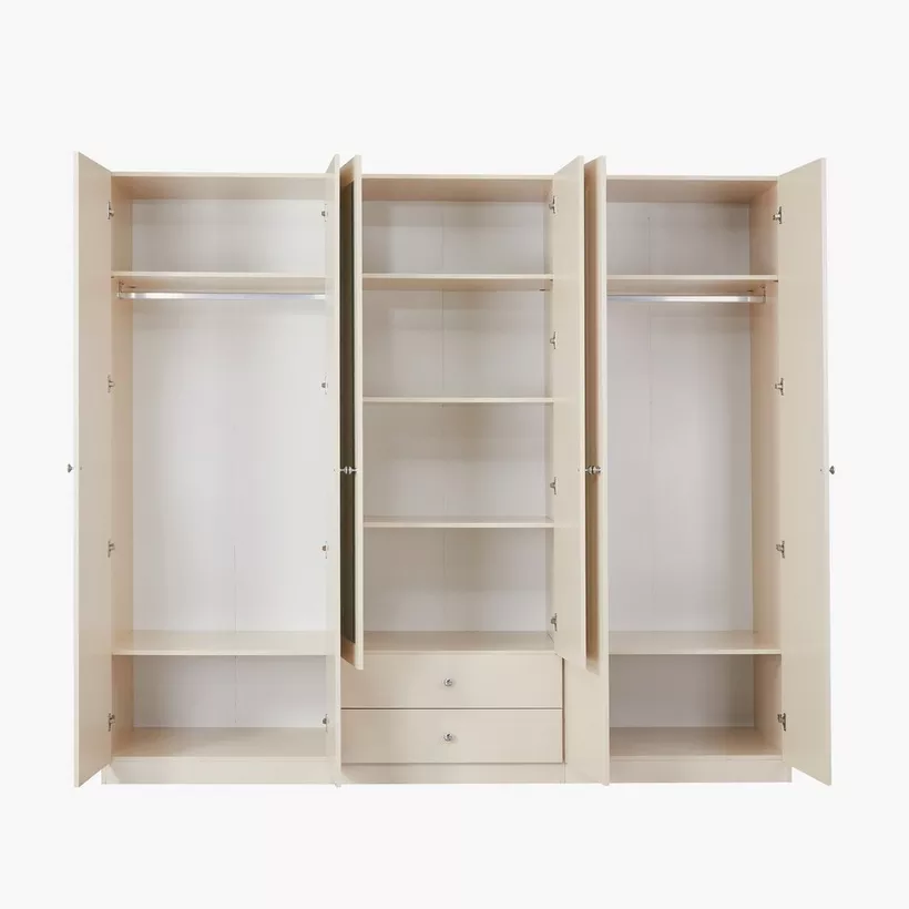 Andrea 6-Door Wardrobe with 2 Drawers and Mirrors - Image 4