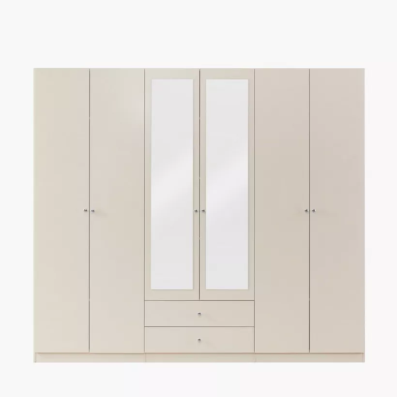 Andrea 6-Door Wardrobe with 2 Drawers and Mirrors - Image 5