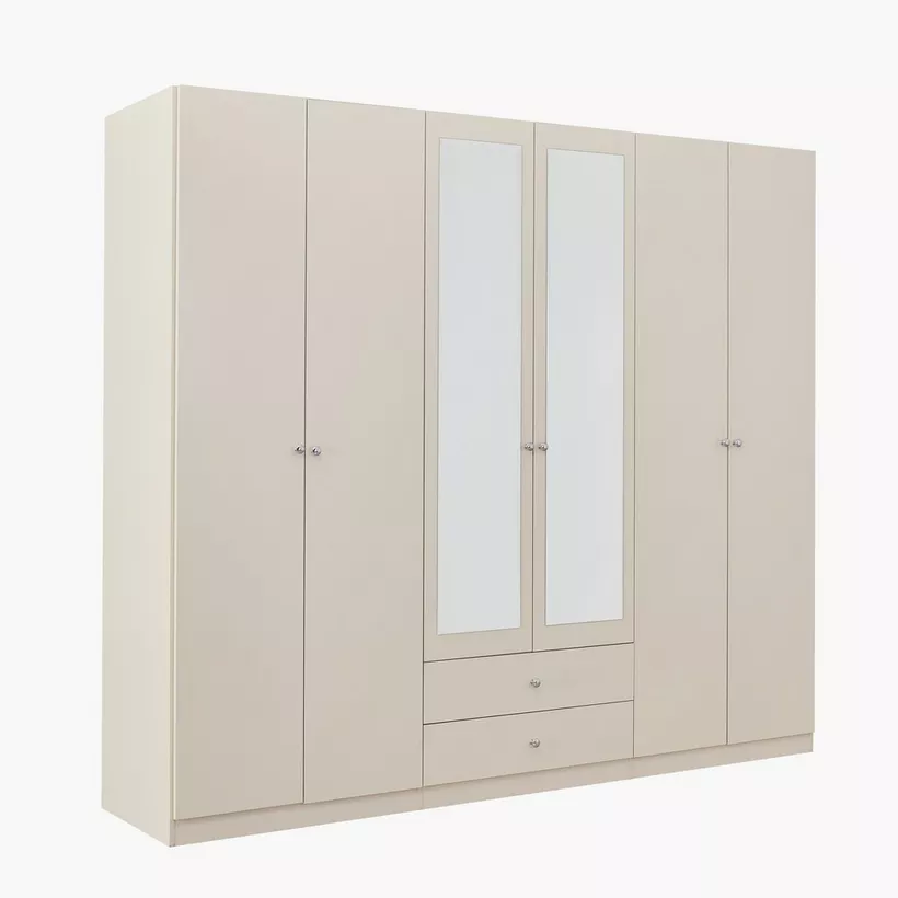 Andrea 6-Door Wardrobe with 2 Drawers and Mirrors - Image 6