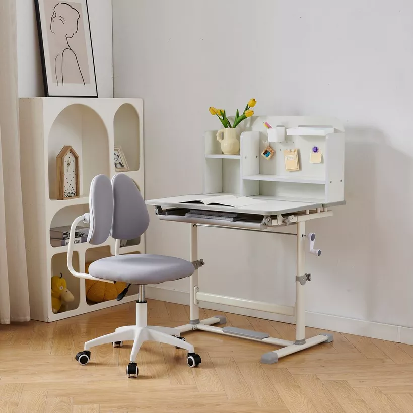 Miller Islet Height Adjustable Study Desk with Hutch - Image 6