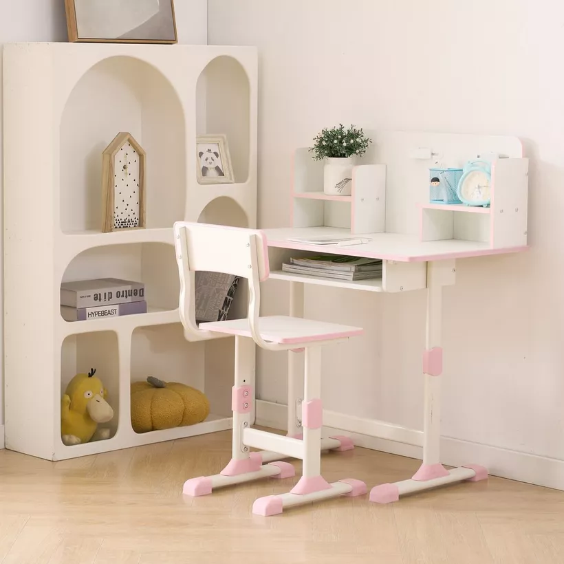 Movo Miller Aldon Height Adjustable Study Desk with Hutch and Chair Set - Image 3