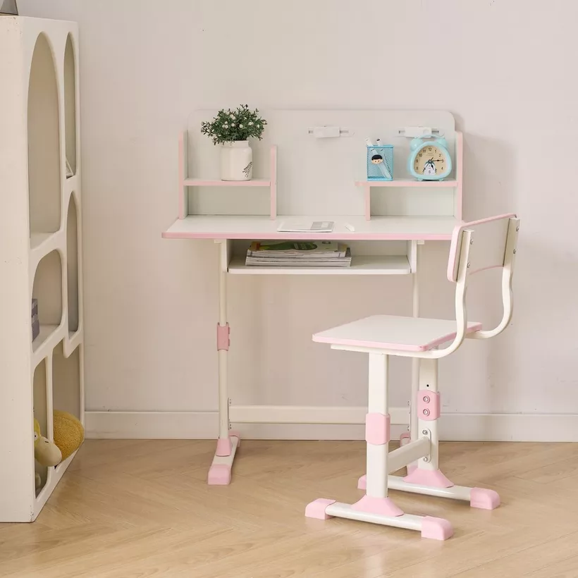 Movo Miller Aldon Height Adjustable Study Desk with Hutch and Chair Set - Image 5
