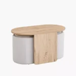 Movo-Loretto Coffee Table with 2 Upholstered Stool