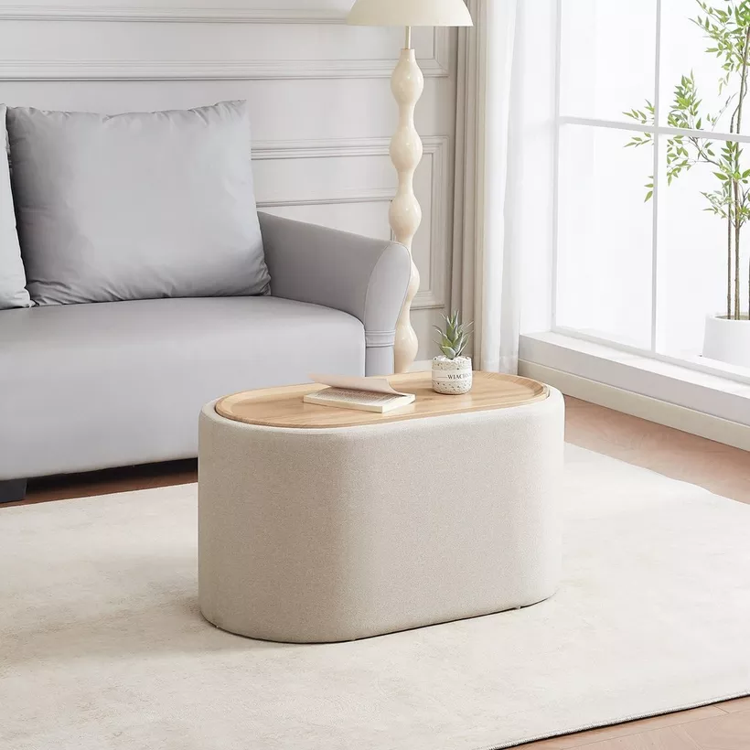 Movo-Alosno Coffee Table with 2 Upholstered Stool - Image 3