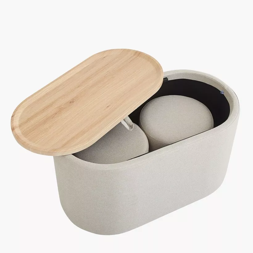 Movo-Alosno Coffee Table with 2 Upholstered Stool - Image 4
