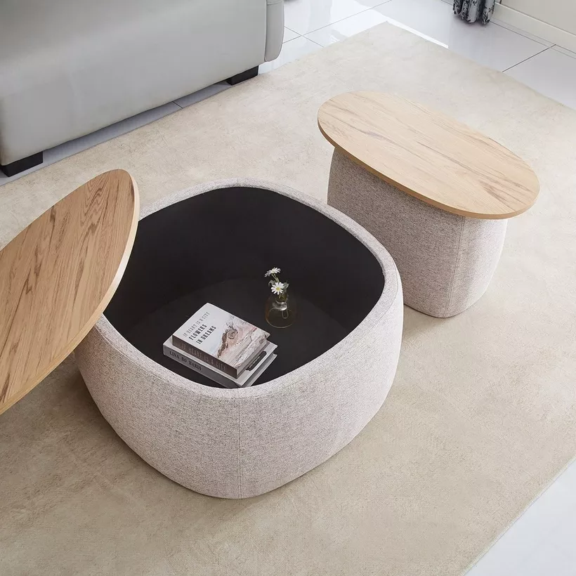 Movo-Cesar 2-Piece Upholstered Coffee Table Set - Image 3