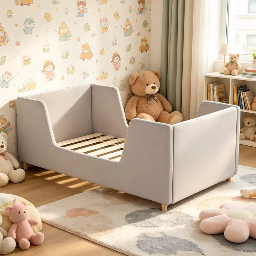 Ivory Juniper Upholstered Toddler Bed - 70x130 cm - Image 4