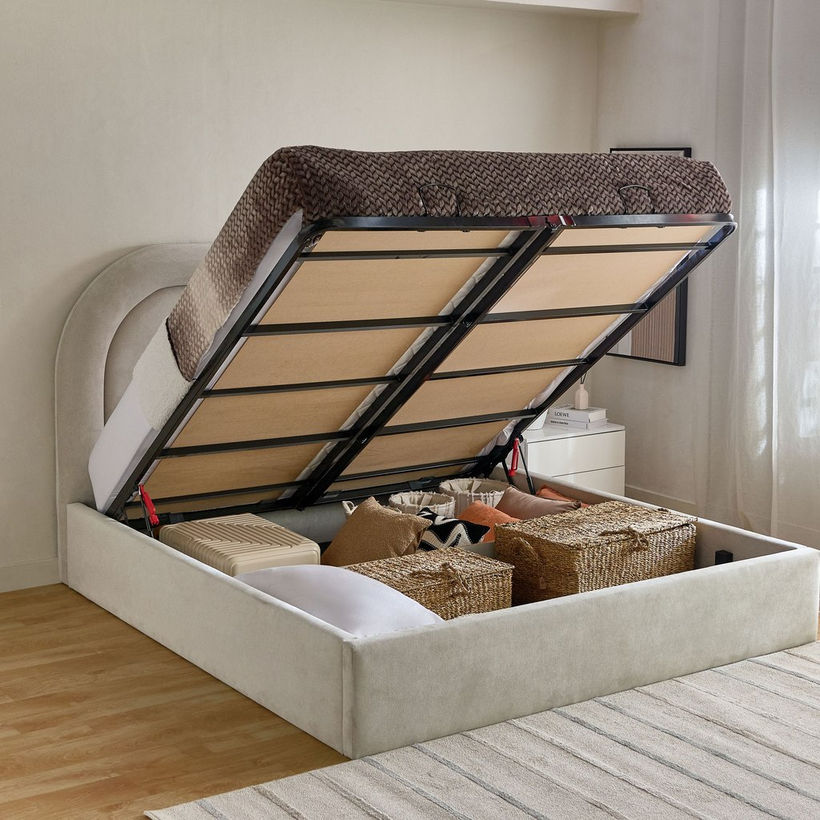 Movo-Fabio Florence Upholstered Hydraulic King Bed - 180x200 cm - Image 6