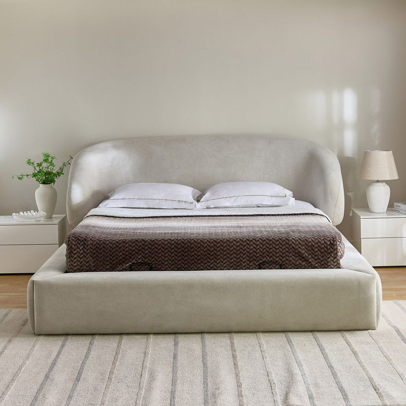 Movo-Fabio Montova Upholstered Hydraulic Queen Bed - 160x200 cm - Image 3