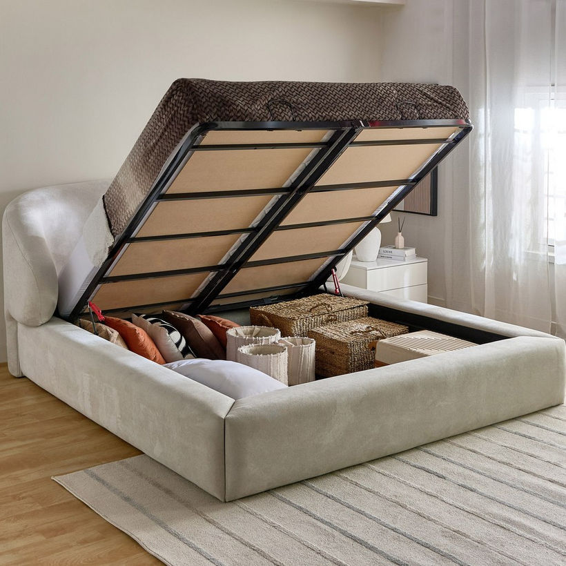 Movo-Fabio Montova Upholstered Hydraulic Queen Bed - 160x200 cm - Image 6