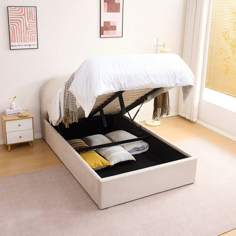 Arches Hydraulic Storage Upholstered Twin Bed - 120x200 cm - Image 3