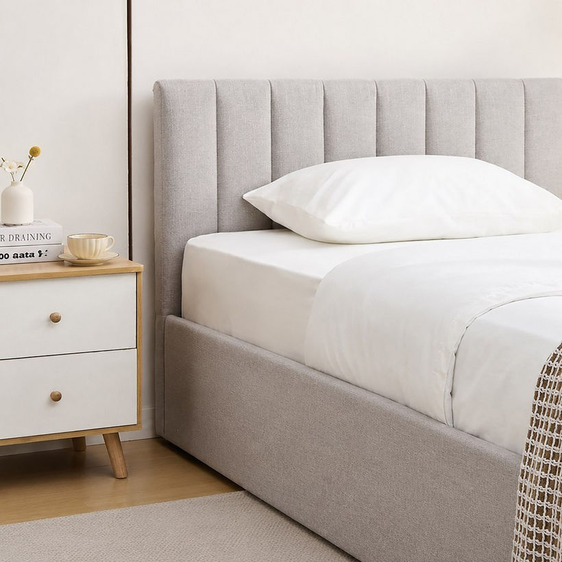 Movo Lasero Hydraulic Storage Upholstered Twin Bed - 120x200 cm - Image 3