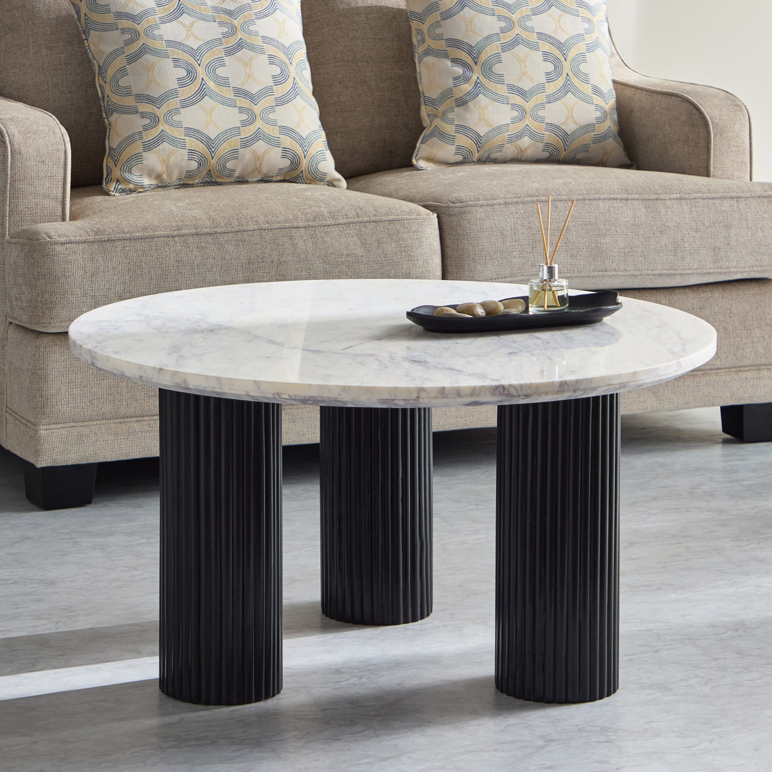 Cavon Darcy Nxt Genuine Marble Top Coffee Table with Solid Wood Base