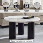 Cavon Darcy Nxt Genuine Marble Top Coffee Table with Solid Wood Base
