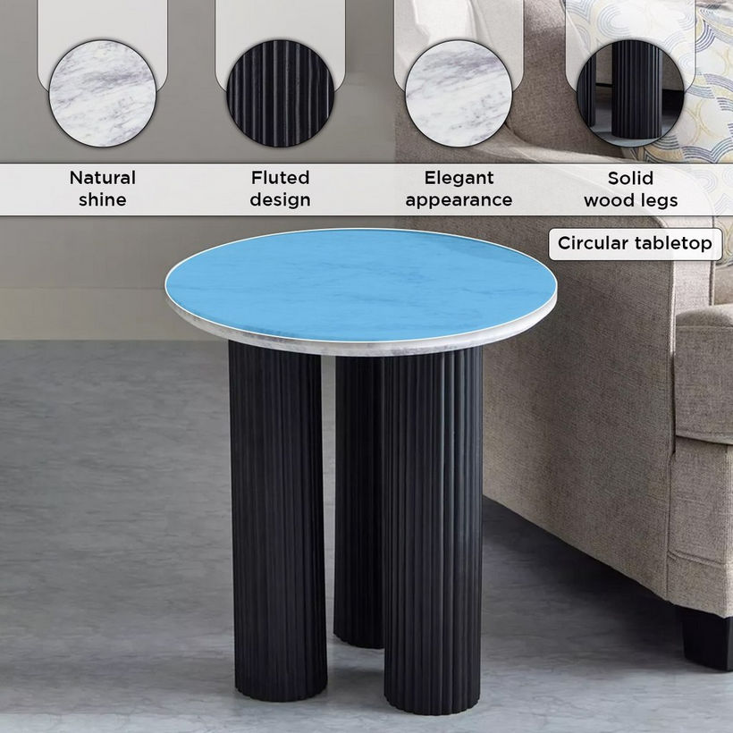Cavon Darcy Nxt Genuine Marble Top End Table with Solid Wood Base - Image 6