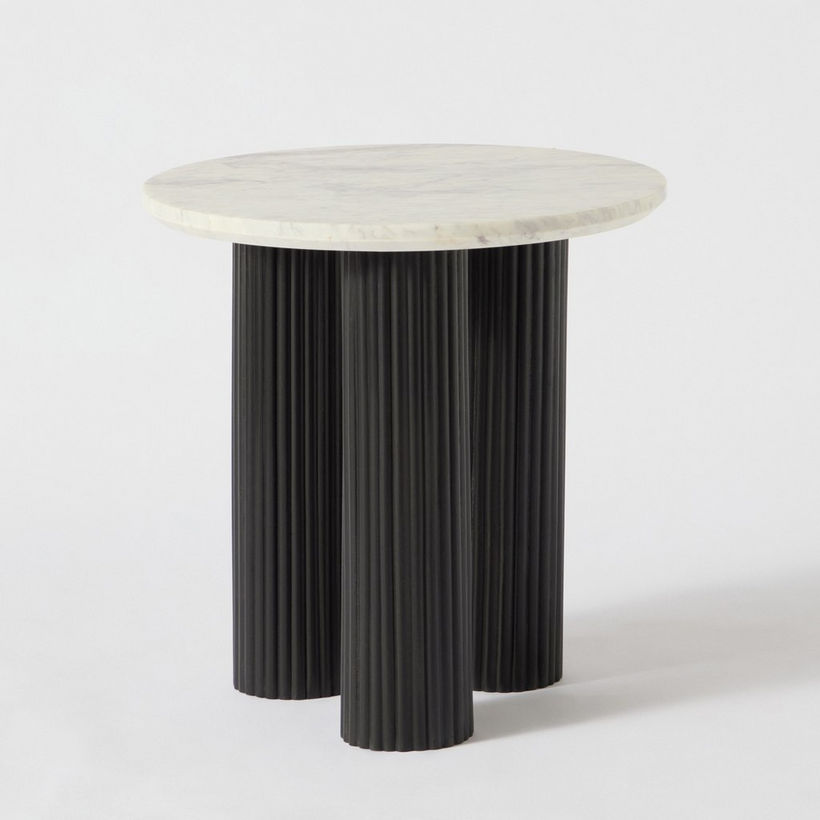 Cavon Darcy Nxt Genuine Marble Top End Table with Solid Wood Base - Image 9