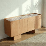 Cavon Bellmar 1.6 Meter 4-Door Solid Wood Sideboard with Genuine Marble Top