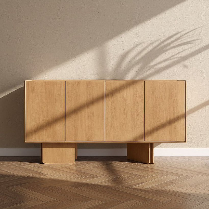 Cavon Bellmar 1.6 Meter 4-Door Solid Wood Sideboard with Genuine Marble Top - Image 3