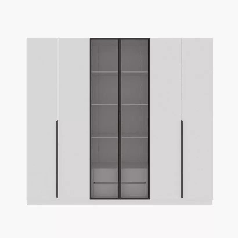 Marwell 6 Door Transparent Glass Wardrobe with 2 Drawers - Image 11