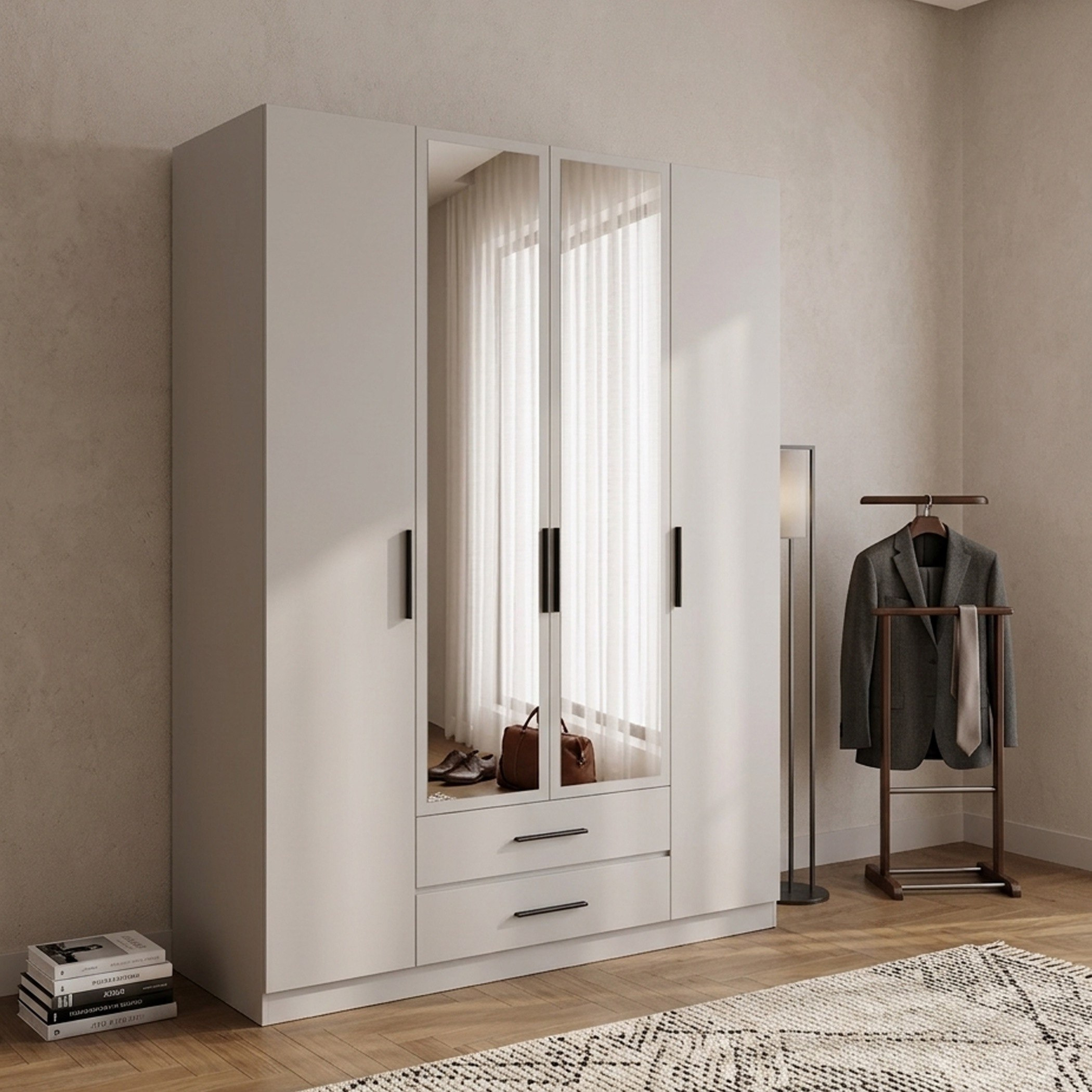 Marwell 4 Door Wardrobe with 2 Mirrors and 2 Drawers