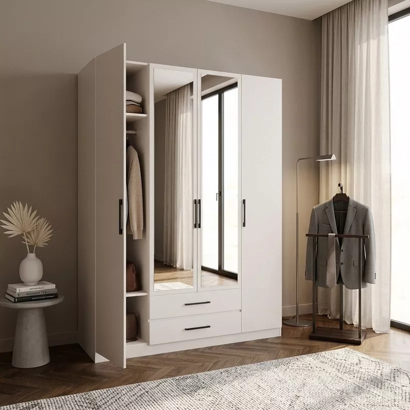 Marwell 4 Door Wardrobe with 2 Mirrors and 2 Drawers - Image 3