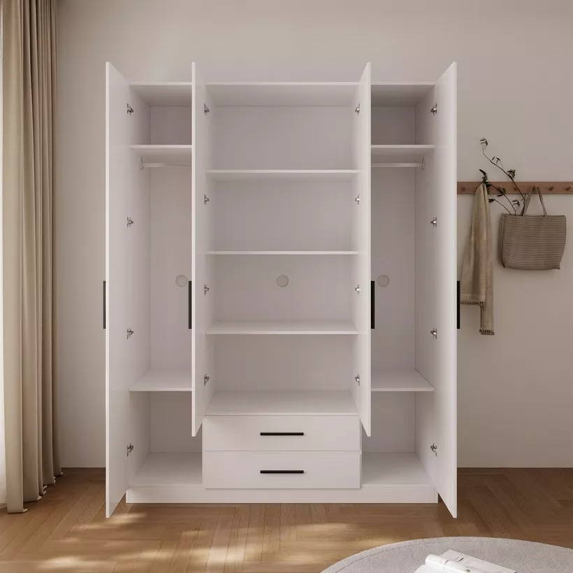 Marwell 4 Door Wardrobe with 2 Mirrors and 2 Drawers - Image 4