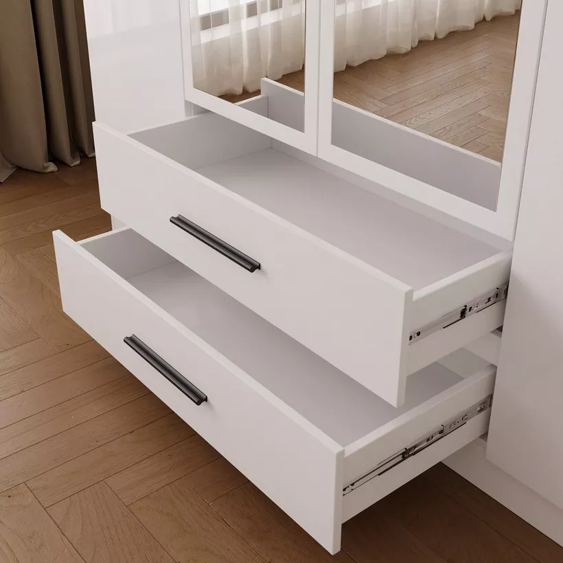 Marwell 4 Door Wardrobe with 2 Mirrors and 2 Drawers - Image 5