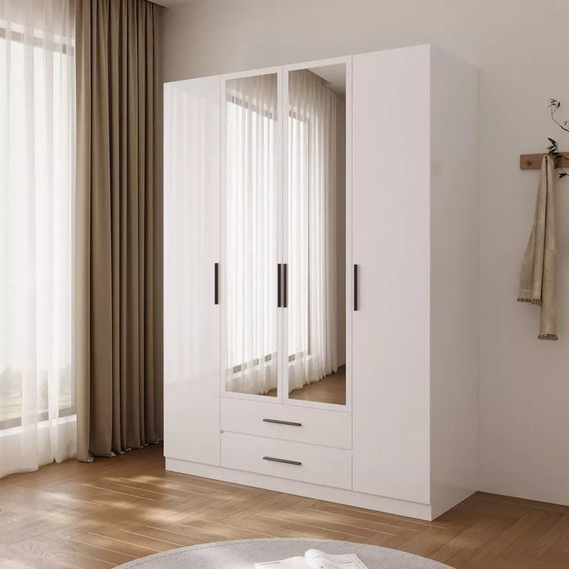 Marwell 4 Door Wardrobe with 2 Mirrors and 2 Drawers - Image 6