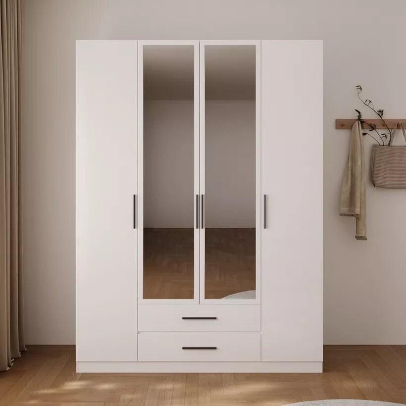 Marwell 4 Door Wardrobe with 2 Mirrors and 2 Drawers - Image 7