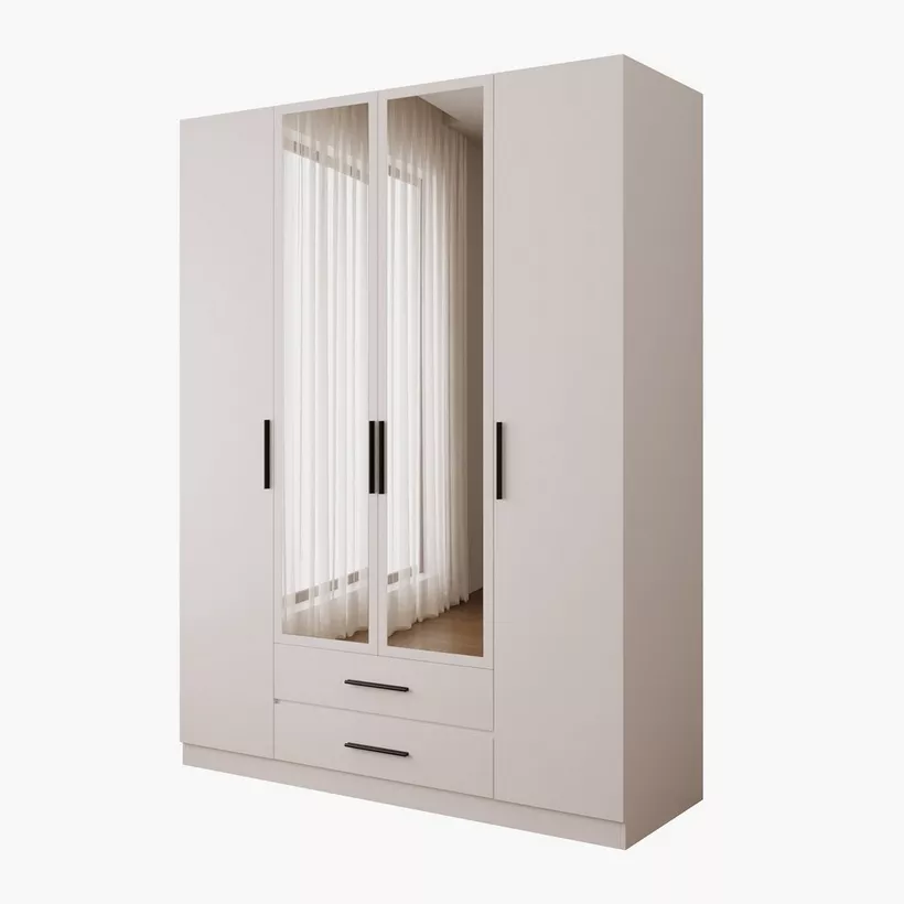 Marwell 4 Door Wardrobe with 2 Mirrors and 2 Drawers - Image 8