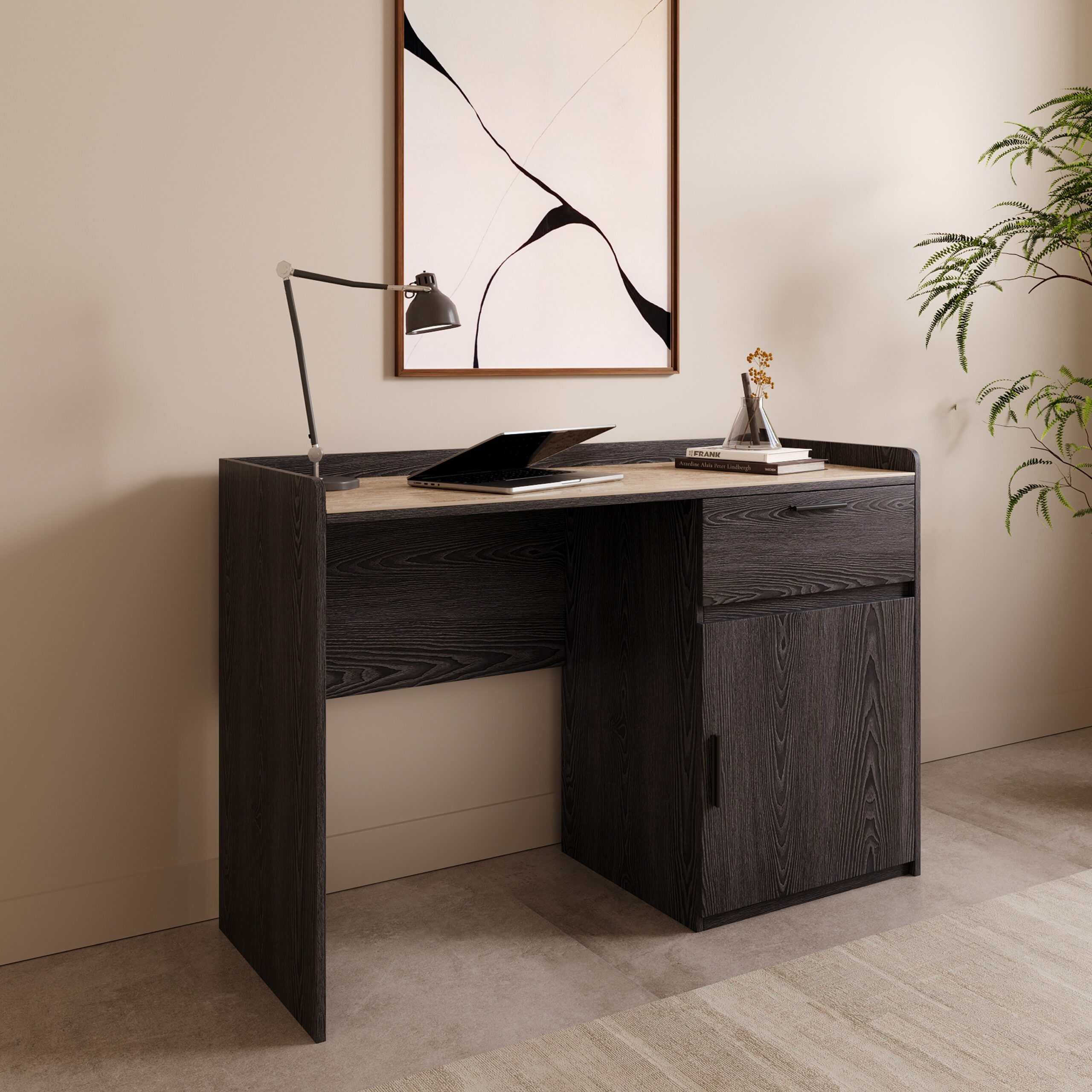 Marwell Sintered Stone 1 Door and 1 Drawer Study Desk