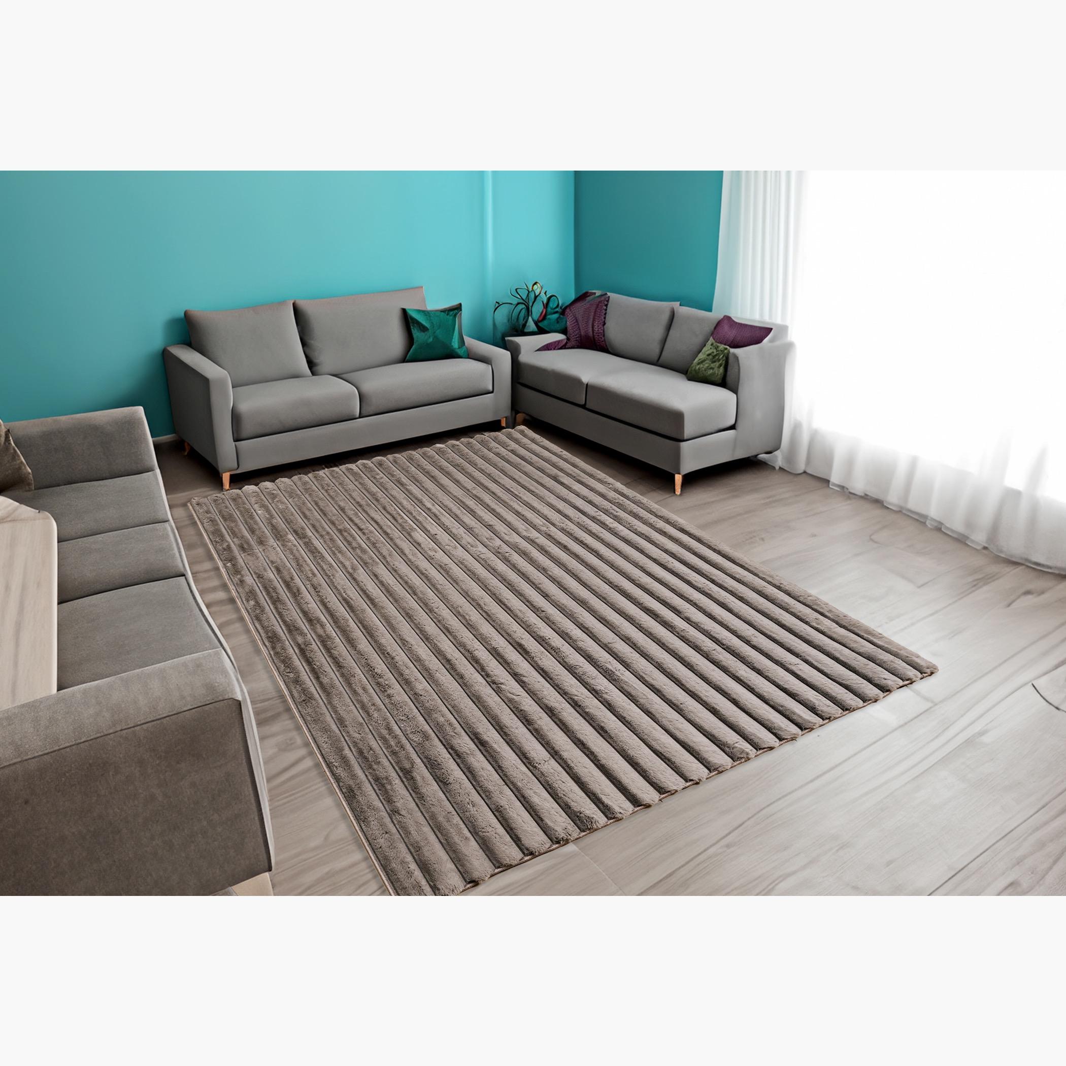 Vertica 3D Linear Strip 3D Rabbit Fur Rug - 200x300 cm