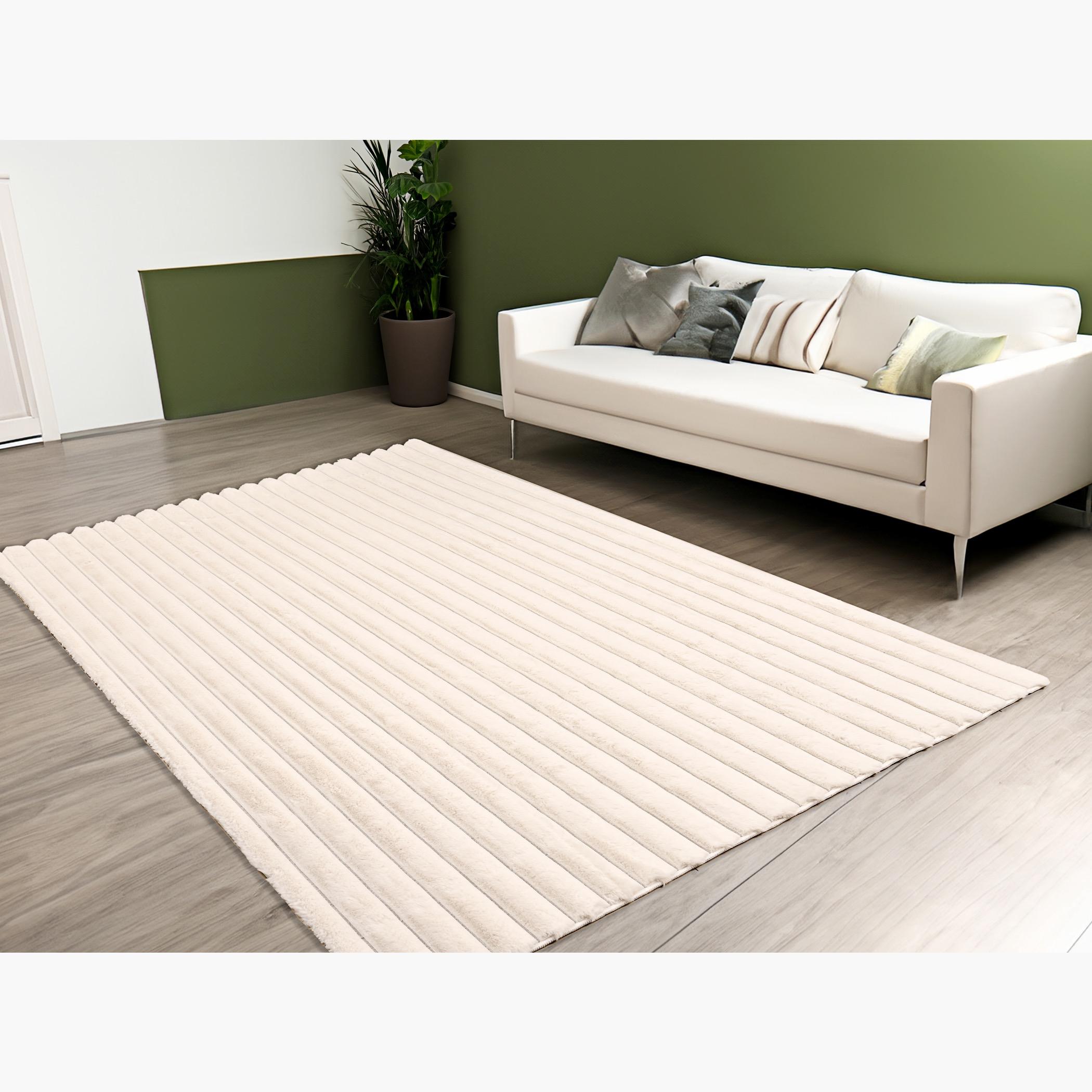 Vertica 3D Linear Strip 3D Rabbit Fur Rug - 160x230 cm